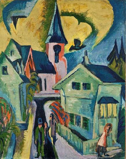 Ernst Ludwig Kirchner Konigstein with red church France oil painting art